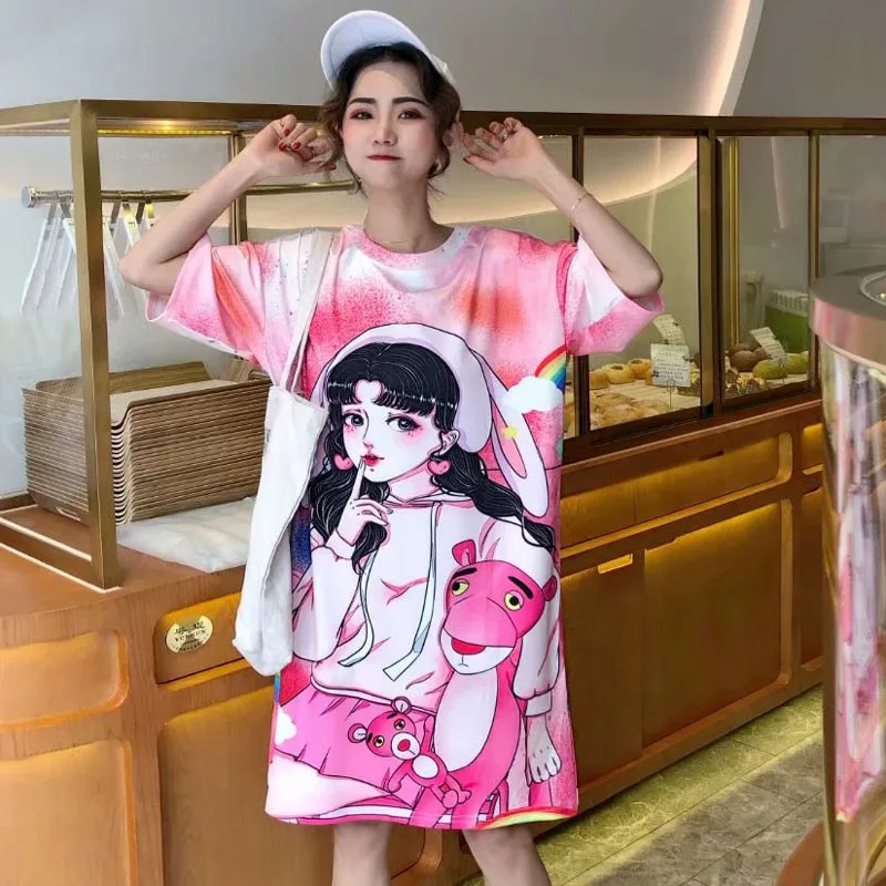 Thailand Tide brand 2019 summer new cartoon printing short-sleeved large size loose casual long T-shirt female
Thailand Tide brand 2019 summer new cartoon printing short-sleeved large size loose casual long T-shirt female