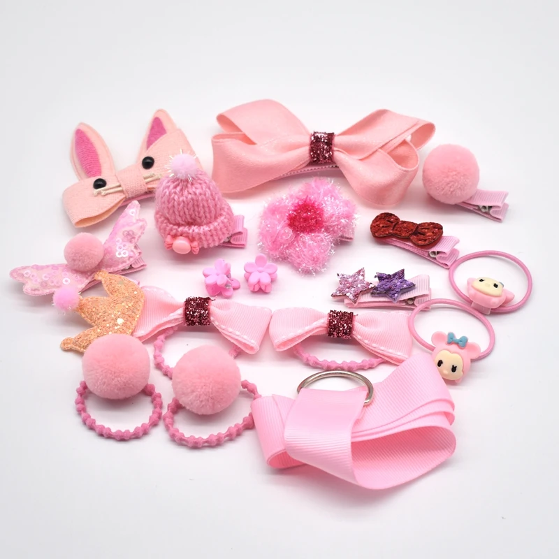 18 Pcs/BoxHair Clips Haarband Bows Baby Girl Hair Accessories Headband Girls Chiffon Cartoon Barrettes Elastic Band Gift |