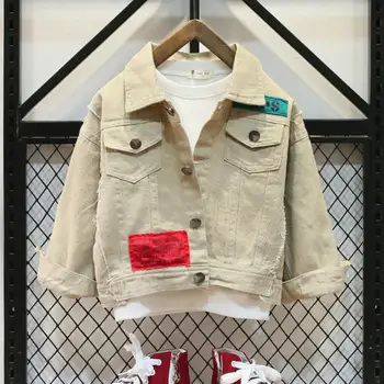 Boys Denim jacket Children Jean Coat Single-breasted Letter Print Outwear Loose Casual Modis Kids Clothes Jacket For Boys Y1344
Boys Denim jacket Children Jean Coat Single-breasted Letter Print Outwear Loose Casual Modis Kids Clothes Jacket For Boys Y1344
