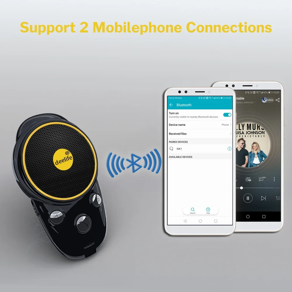 Deelife Handsfree Bluetooth Car Kit Sun Visor Speaker Auto Wireless