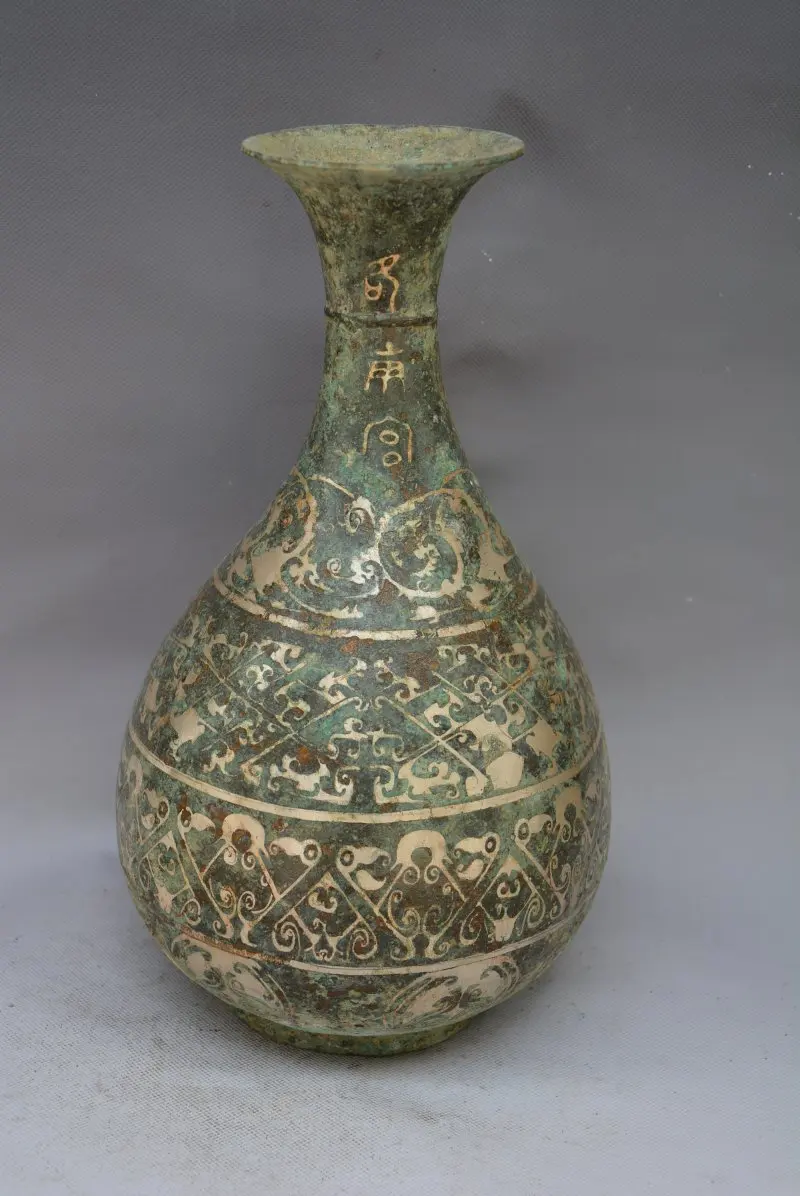 Rare Old Chinese Han dynasty bronze vase,Ancient writing, inlaid silver, best collection & adornment, free shipping
Rare Old Chinese Han dynasty bronze vase,Ancient writing, inlaid silver, best collection & adornment, free shipping