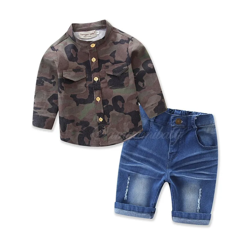 Brand Summer Boy's clothing sets 2pcs baby boy suit sets summer Army style Children cotton long sleeve shirts+denim shorts set
Brand Summer Boy's clothing sets 2pcs baby boy suit sets summer Army style Children cotton long sleeve shirts+denim shorts set