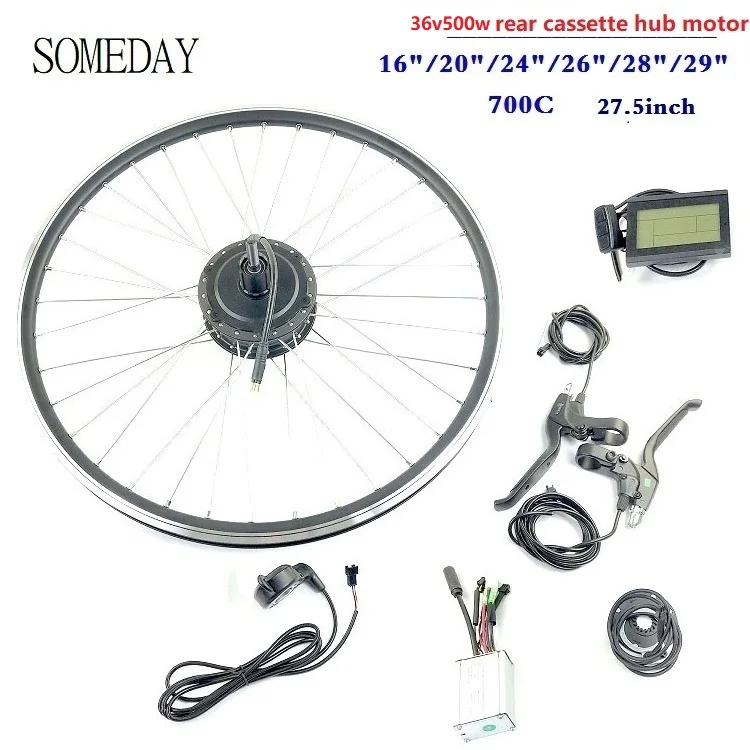 SOMEDAY 36V500W electric bicycle conversion kit with LCD3 display E-bike rear cassette hub motor with spoke and rim
SOMEDAY 36V500W electric bicycle conversion kit with LCD3 display E-bike rear cassette hub motor with spoke and rim