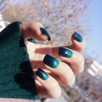 Hot Sell Nail Decorations Tips 24 Pcs Green Black Gradient Short False Nails With Glue Solid Color Full Cover Finger Fake Nails
Hot Sell Nail Decorations Tips 24 Pcs Green Black Gradient Short False Nails With Glue Solid Color Full Cover Finger Fake Nails