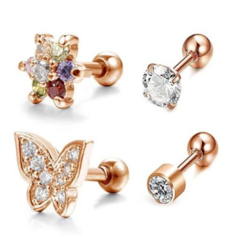 JFORYOU 4Pcs 316L Surgical Steel 16G Butterfly Flower Cartilage Earring Studs for Womens Girl Forward Helix Tragus Daith Studs
JFORYOU 4Pcs 316L Surgical Steel 16G Butterfly Flower Cartilage Earring Studs for Womens Girl Forward Helix Tragus Daith Studs