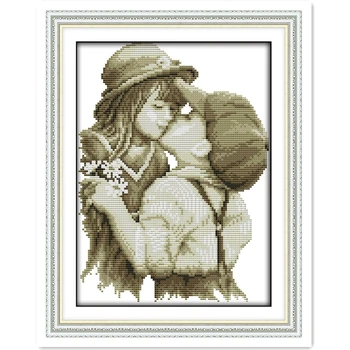Kiss Goodbye 11CT 14CT Printed On Canvas DIY SET DMC Cross-stitch Set Home Decor Counted Cross Stitch Pattern Kits DIY Painting