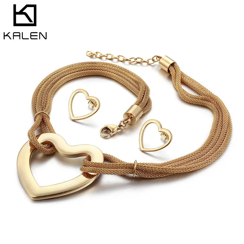 Kalen Gold & Silver Stainless Steel Jewelry Sets For Women Bohemia Hollow Heart Pendant Necklace Earrings Sets Sweetheart Gifts
Kalen Gold & Silver Stainless Steel Jewelry Sets For Women Bohemia Hollow Heart Pendant Necklace Earrings Sets Sweetheart Gifts