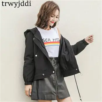 2020 New Spring Autumn Women's Windbreaker Jacket Long-sleeved Korean Slim Hooded Plus Cotton Short Coat Outerwear N384 
2020 New Spring Autumn Women's Windbreaker Jacket Long-sleeved Korean Slim Hooded Plus Cotton Short Coat Outerwear N384