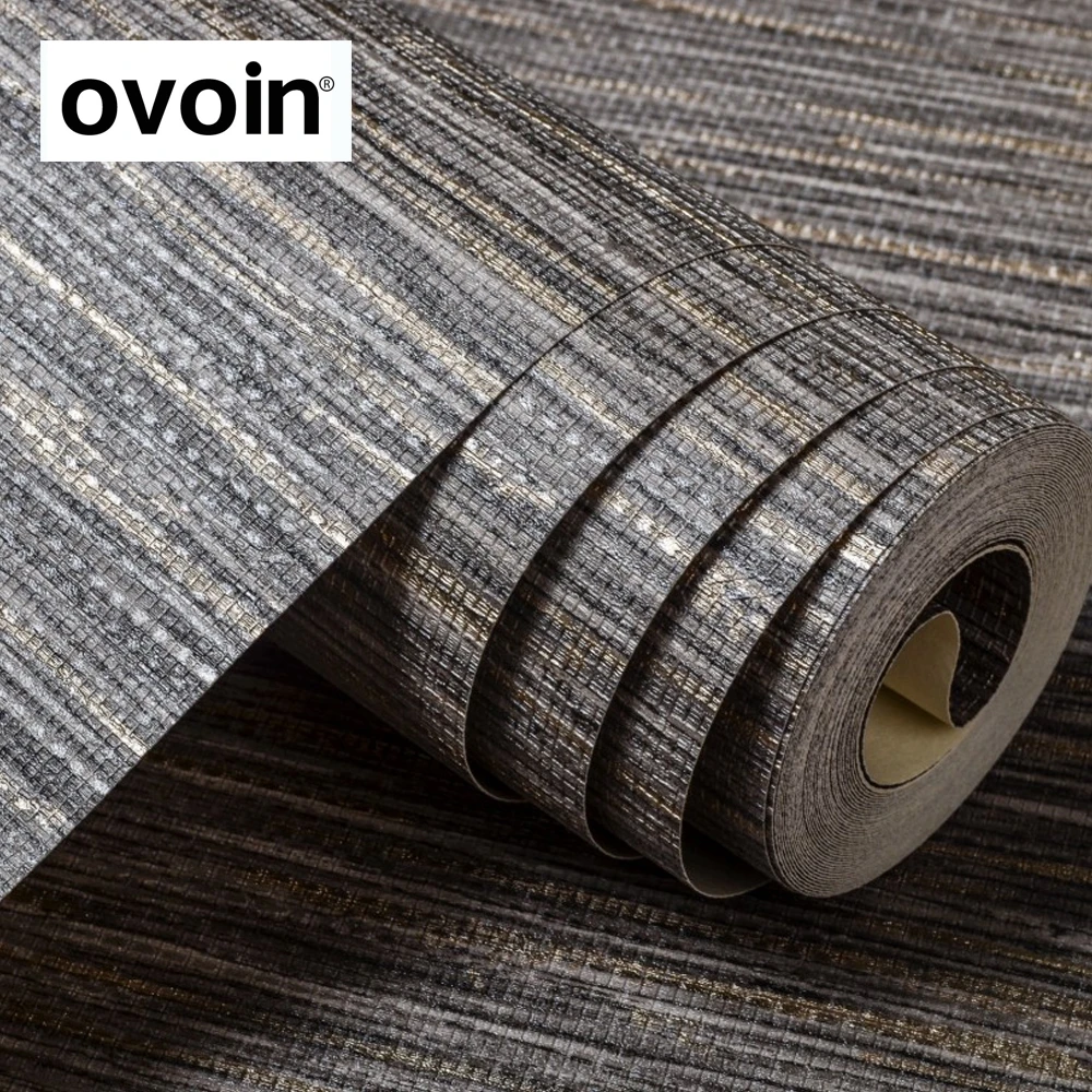 Grasscloth Gray Textured Wallpaper Horizontal Striped Wall