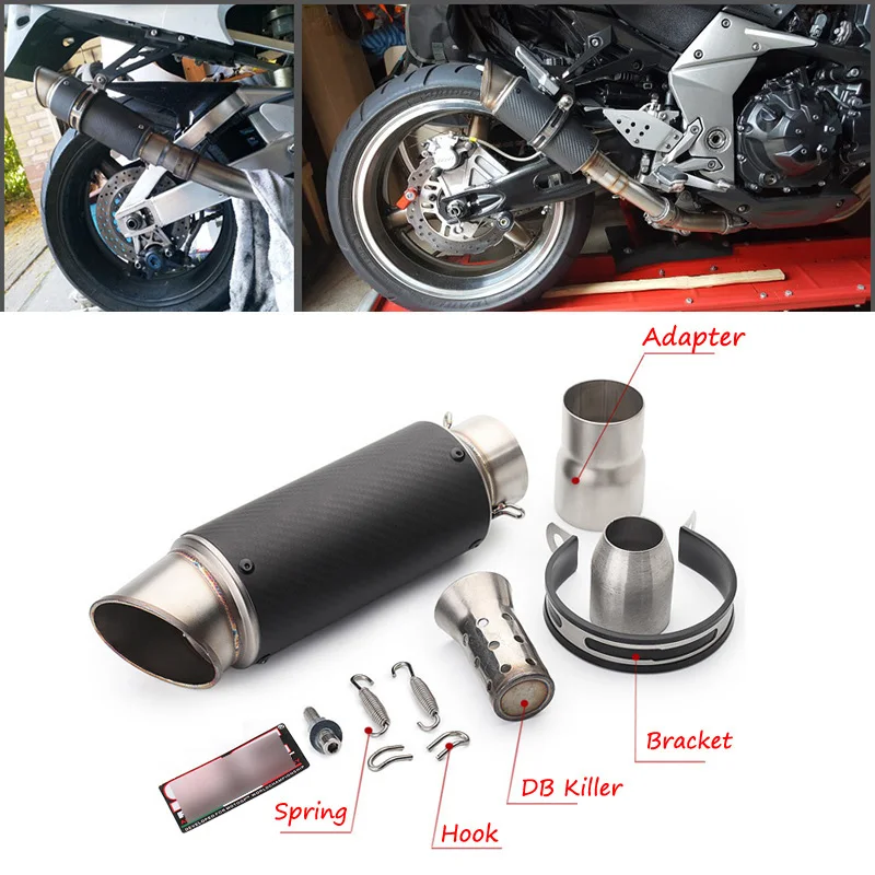 Universal 61 mm Silencer Motorcycle Exhaust Muffler Pipe Carbon Fiber Tail Escape with Removable DB Killer 38-51 51-61 Adapter
Universal 61 mm Silencer Motorcycle Exhaust Muffler Pipe Carbon Fiber Tail Escape with Removable DB Killer 38-51 51-61 Adapter