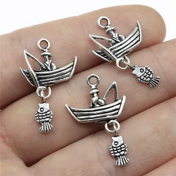 WYSIWYG 10pcs 29x18mm Fishing Boat With Fish Charms For Jewelry Making Antique Silver Color Charms
WYSIWYG 10pcs 29x18mm Fishing Boat With Fish Charms For Jewelry Making Antique Silver Color Charms