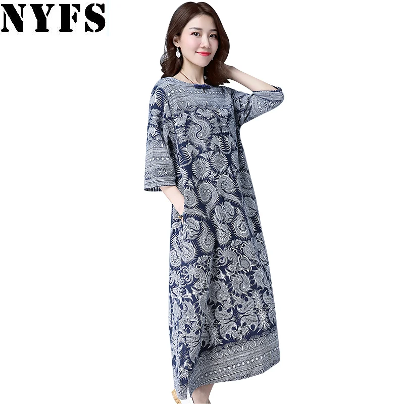 NYFS 2019 New Spring Summer dress Printing Cotton Linen Loose Ladies Casual Vintage women dress Female Plus Size Vestidos Robe
NYFS 2019 New Spring Summer dress Printing Cotton Linen Loose Ladies Casual Vintage women dress Female Plus Size Vestidos Robe