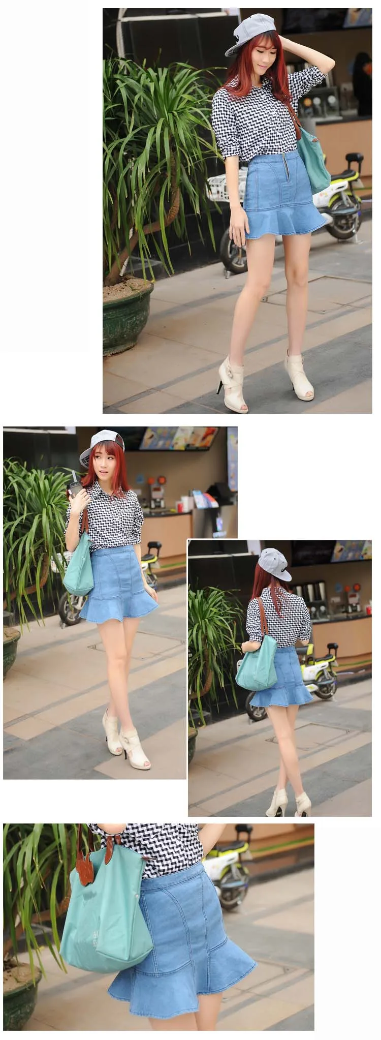 2018 fashion autumn newWomen's Clothing Summer Denim Skirts Plus Size Empire Stretch Sexy Jean Skirt Ladies Blue Jupe Ruffles Mini A-line Skirts (3)