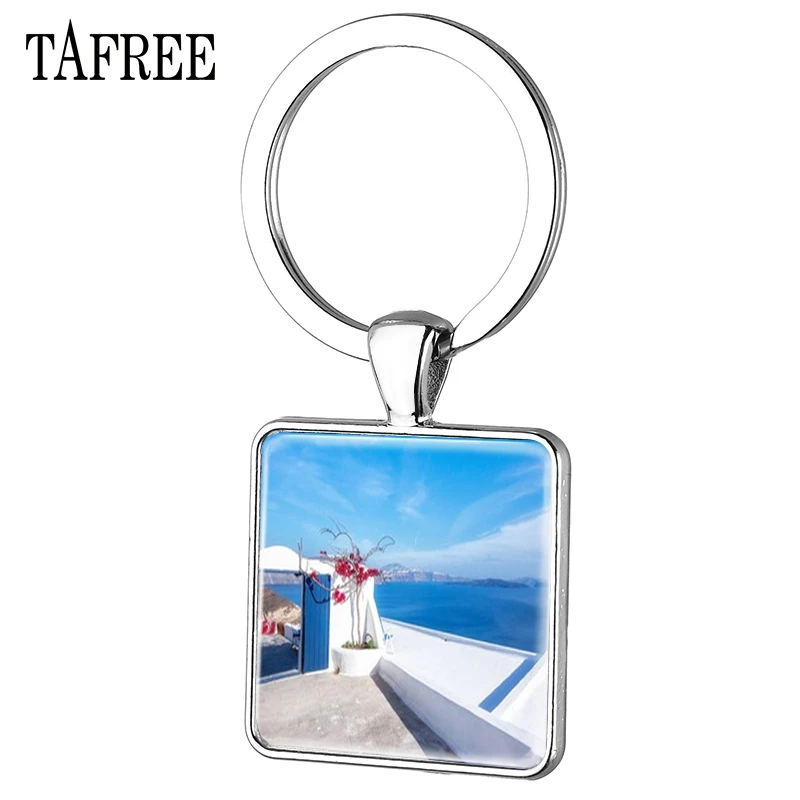 TAFREE Santorini Island Scenery Square Keychains Sea Landscape Charms Silver Plated key Chains Great Greece Scene jewelry FA428
TAFREE Santorini Island Scenery Square Keychains Sea Landscape Charms Silver Plated key Chains Great Greece Scene jewelry FA428