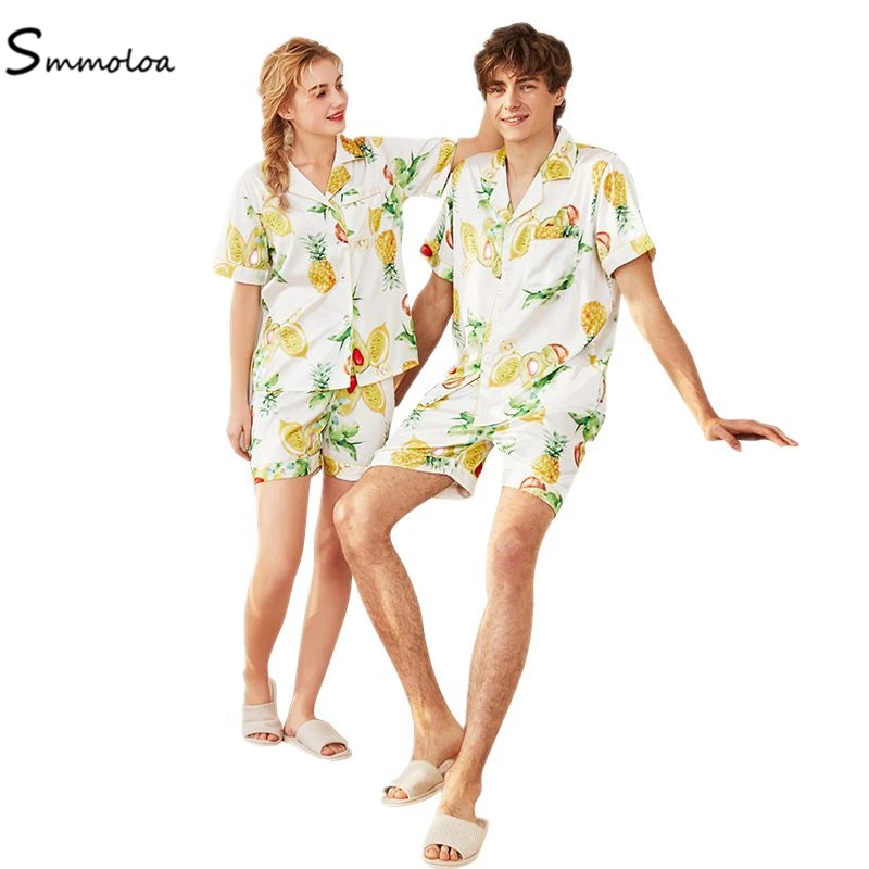 Smmoloa Satin Silk Pajamas Couple Pyjama Short Sleeve Silk Couple Pijamas 2019 New
Smmoloa Satin Silk Pajamas Couple Pyjama Short Sleeve Silk Couple Pijamas 2019 New