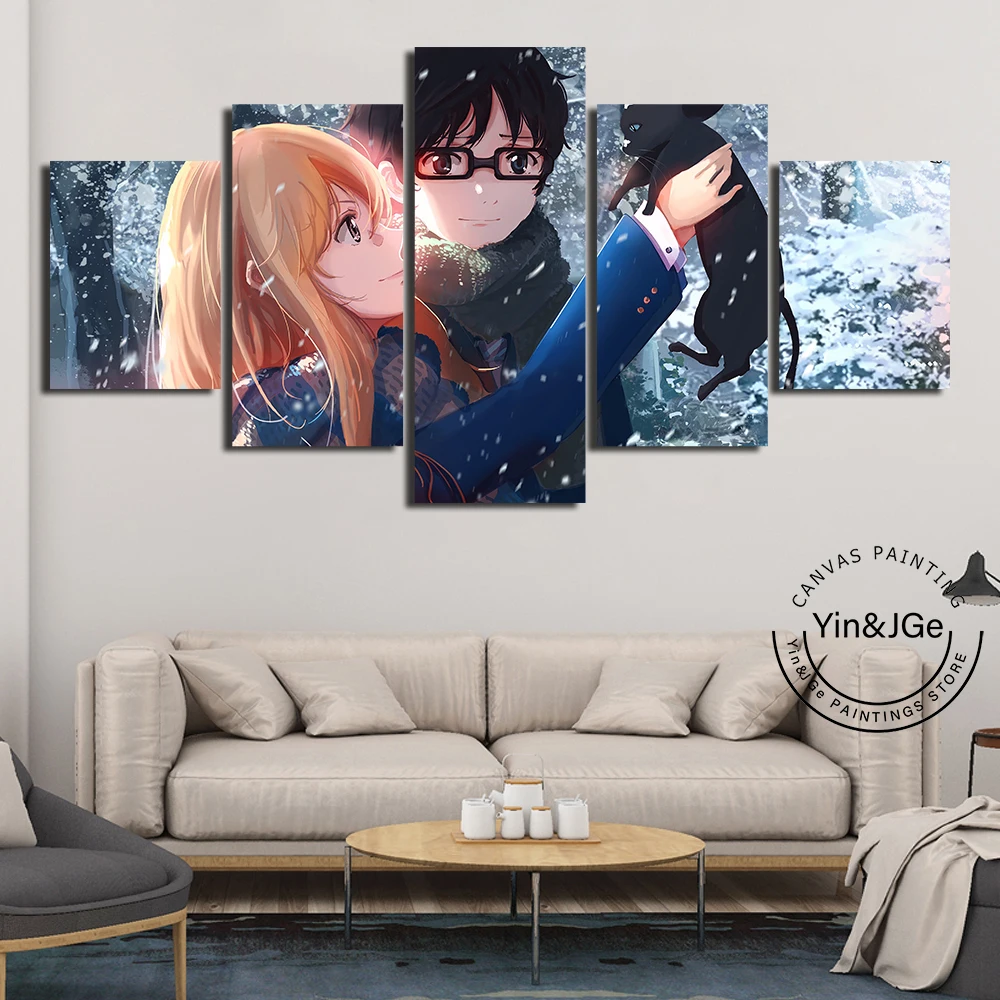 Canvas Painting Home Decor Wall Art 5 Pieces Shigatsu wa Kimi no Uso Pictures Printed Modular Anime Poster For Boys Room Frames 
Canvas Painting Home Decor Wall Art 5 Pieces Shigatsu wa Kimi no Uso Pictures Printed Modular Anime Poster For Boys Room Frames
