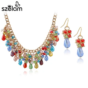2016 New Fashion Jewelry Sets Necklace Pendant Drop Earring Multicolor Crystal Beads Gold Color Jewelry Set For Women SET140053
2016 New Fashion Jewelry Sets Necklace Pendant Drop Earring Multicolor Crystal Beads Gold Color Jewelry Set For Women SET140053