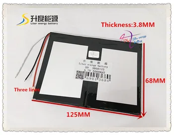 3.7V 5000mAH 3868125 Polymer lithium ion / Li-ion battery for tablet pc power bank mp3 cell phone speaker
3.7V 5000mAH 3868125 Polymer lithium ion / Li-ion battery for tablet pc power bank mp3 cell phone speaker