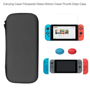 4 in 1 Kit Hard Shell Carrying Case Bag+Tempered Glass Film Protect+Controller Silicon Case+Thumb Grips Caps for Nintendo Switch
4 in 1 Kit Hard Shell Carrying Case Bag+Tempered Glass Film Protect+Controller Silicon Case+Thumb Grips Caps for Nintendo Switch