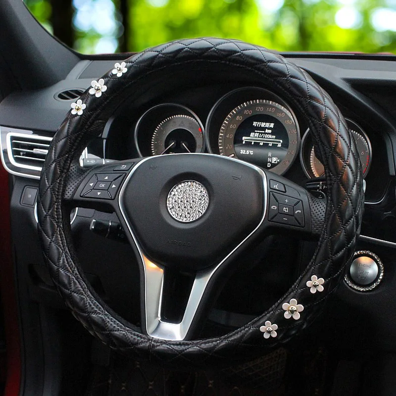 Classic Daisy Flower Leather Steering Wheel Cover Anti-slip Rhombus Pattern Auto Car Steering-wheel Covers for Women Grils
Classic Daisy Flower Leather Steering Wheel Cover Anti-slip Rhombus Pattern Auto Car Steering-wheel Covers for Women Grils