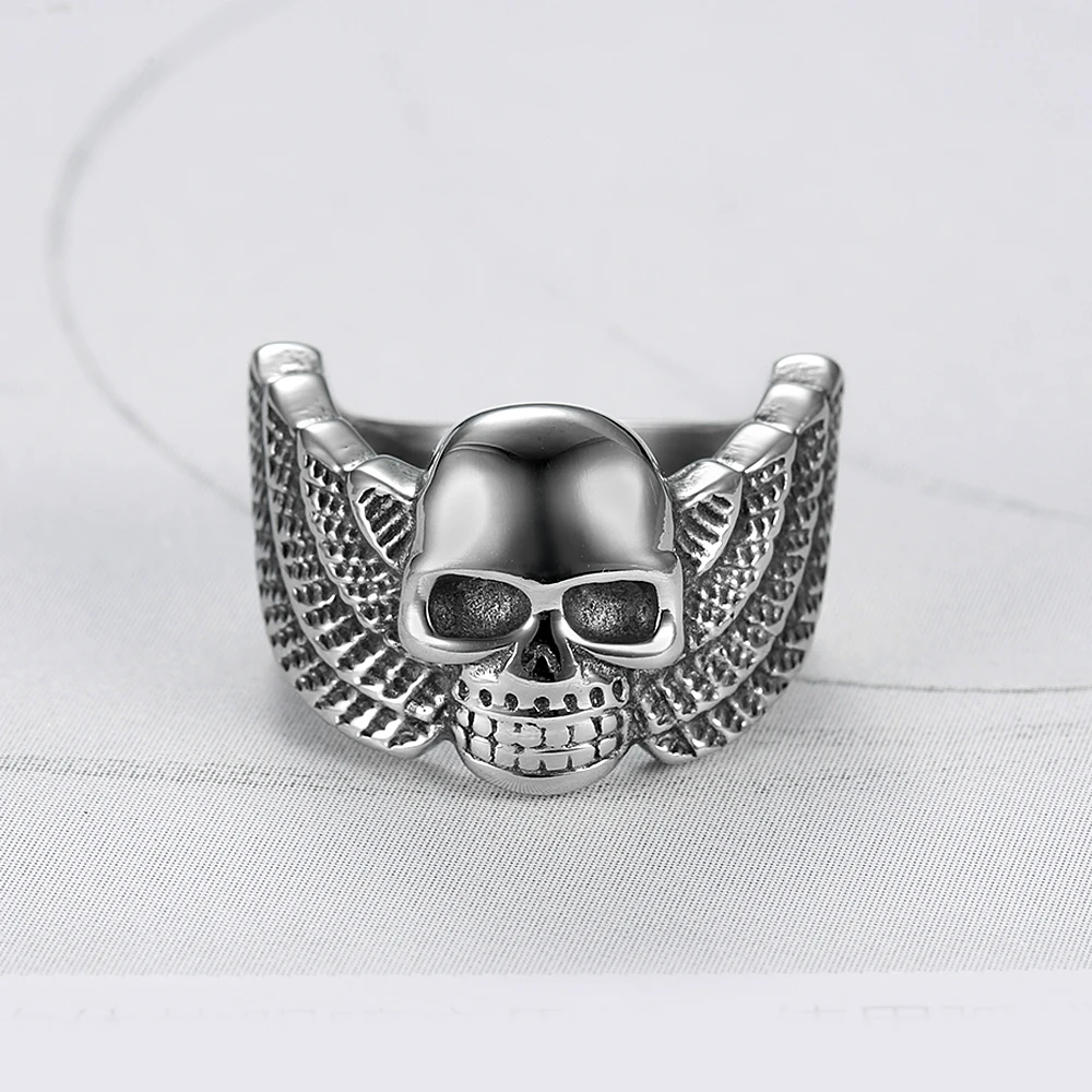Punk 316L Stainless Steel Silver White Black color Wings Skull Biker Ring Jewelry
Punk 316L Stainless Steel Silver White Black color Wings Skull Biker Ring Jewelry