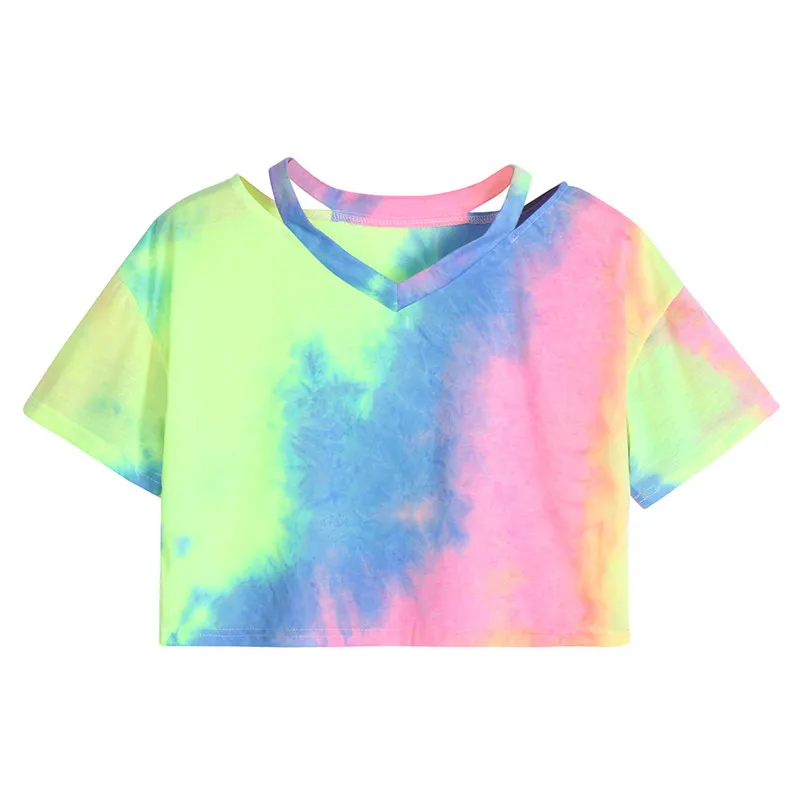2018 Summer Crop Tops Women 2018 V Neck Watercolor Tee Multicolor Tie Dye Print Short Sleeve Casual Loose Beach T-shirt #35
2018 Summer Crop Tops Women 2018 V Neck Watercolor Tee Multicolor Tie Dye Print Short Sleeve Casual Loose Beach T-shirt #35