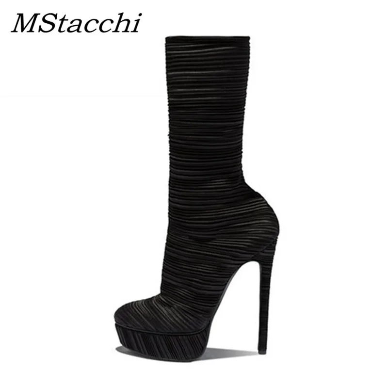 MStacchi 2019 New Spring Pleated High Heels Women Boots Round Toe Footwear Satin Female Boot Fashion Platform Sock Shoes Women
MStacchi 2019 New Spring Pleated High Heels Women Boots Round Toe Footwear Satin Female Boot Fashion Platform Sock Shoes Women
