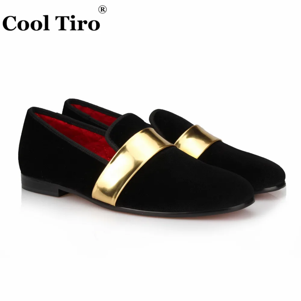 Black Velvet Loafers with Gold belt (2)