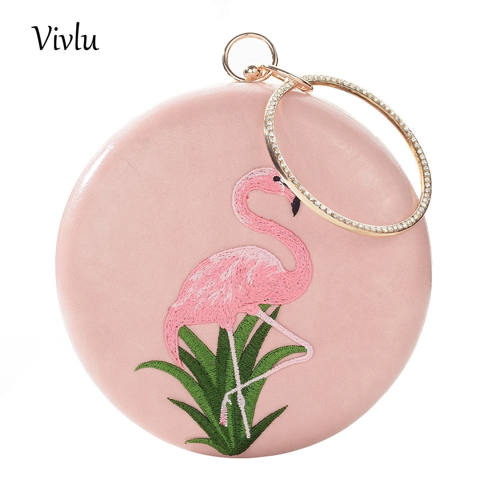 Embroidery Flamingo Evening Clutch Bag Metal PU Wedding Party Bag Round Shaped 2 Colors BG-047
Embroidery Flamingo Evening Clutch Bag Metal PU Wedding Party Bag Round Shaped 2 Colors BG-047