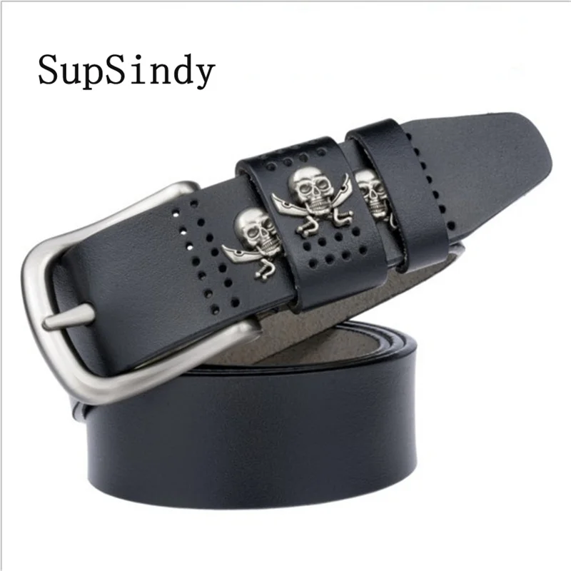 SupSindy Leather Belts Men Pin Buckle Retro punk skull rivet Male Waistband Black Genuine Leather Men's Jeans Belt high quality
SupSindy Leather Belts Men Pin Buckle Retro punk skull rivet Male Waistband Black Genuine Leather Men's Jeans Belt high quality