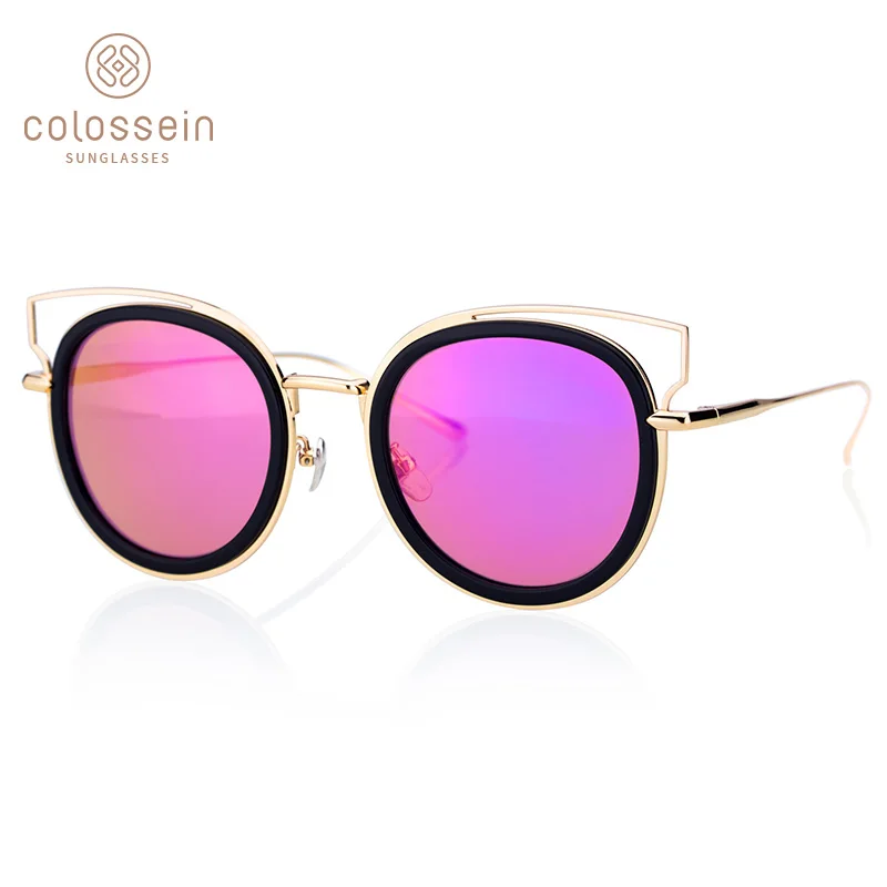 Фото Солнцезащитные очки COLOSSEIN PINGLAS в стиле ретро кошачий глаз дизайнерские уличные с