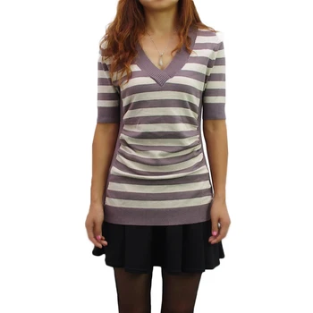 Spring Summer Stripe Elasticity V-neck Short Sleeves Knitwear Fashion Women Comfortable Sweater Jersey
Spring Summer Stripe Elasticity V-neck Short Sleeves Knitwear Fashion Women Comfortable Sweater Jersey