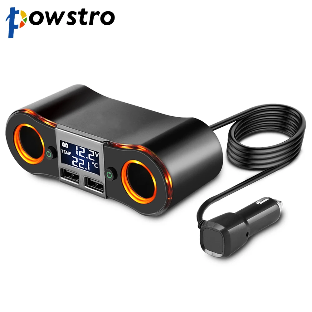 3.5A Dual USB Charger Car Cigarette Lighter Adapter 80W Power Socket Converter for DVR Car Voltage Display with 2 Switch
3.5A Dual USB Charger Car Cigarette Lighter Adapter 80W Power Socket Converter for DVR Car Voltage Display with 2 Switch