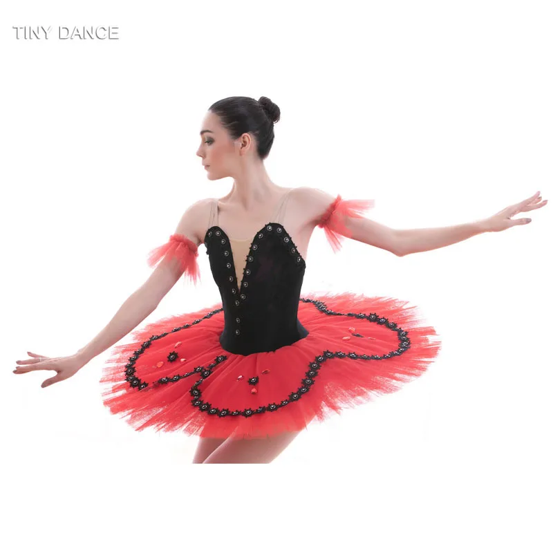 

Professional Tutus Black/Red Classical Ballet Dance Costume Pancake Tutu Ballerina Dress with 7 Layers of Stiff Tulle Tutu