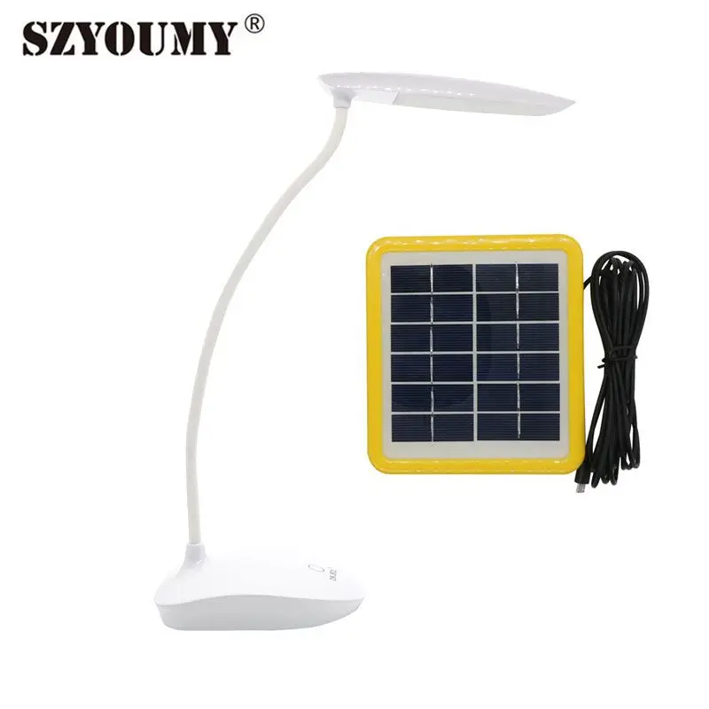 SZYOUMY 6W Touch On/Off Switch led Rechargeable Solar Desk lamp USB book light reading lamp dimmable nightlight
SZYOUMY 6W Touch On/Off Switch led Rechargeable Solar Desk lamp USB book light reading lamp dimmable nightlight