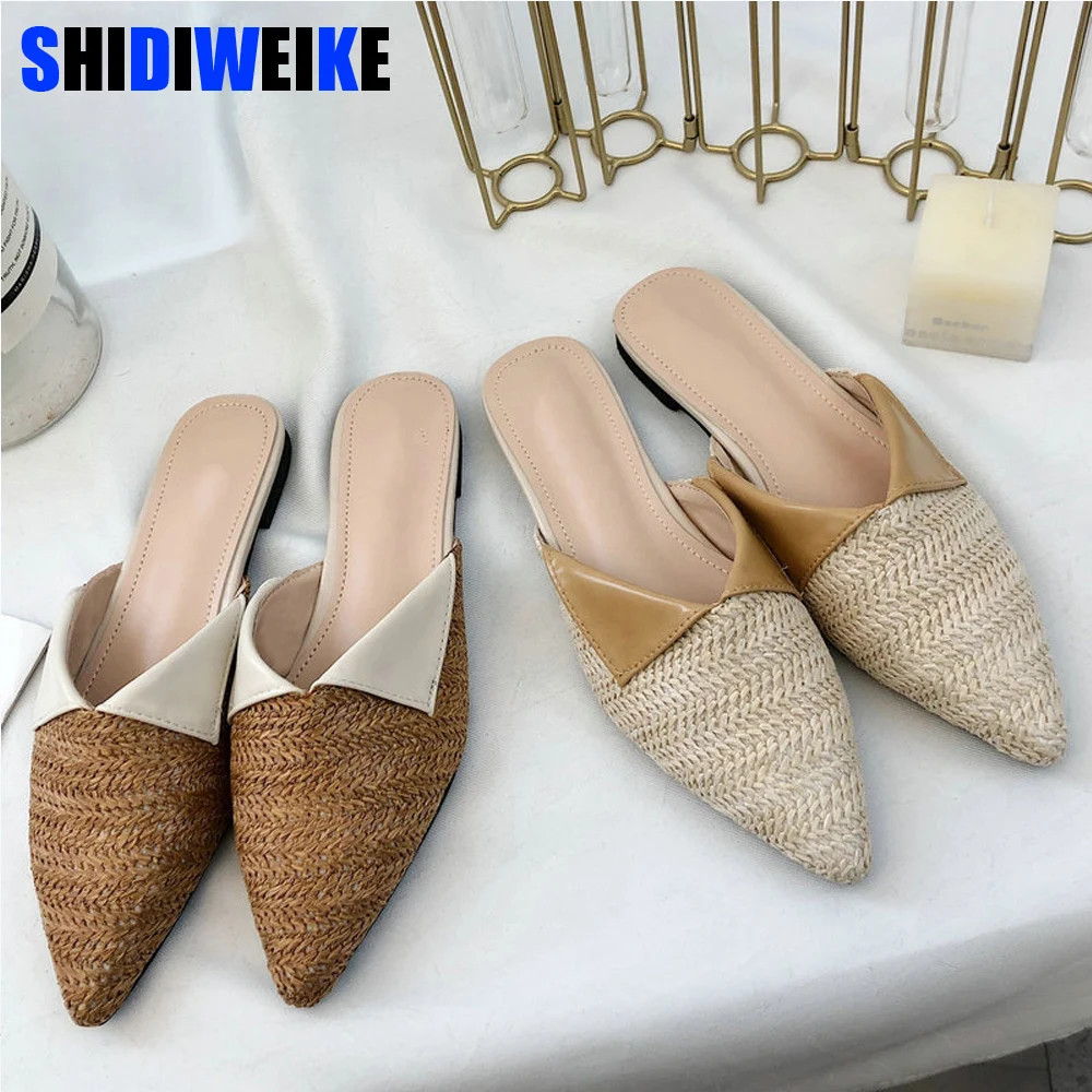 Women Slippers Fashion Pointed Toe Weave Mules Shoes Flat Slides Summer Beach Flip Flop Outside Slip On Shoes g205
Women Slippers Fashion Pointed Toe Weave Mules Shoes Flat Slides Summer Beach Flip Flop Outside Slip On Shoes g205
