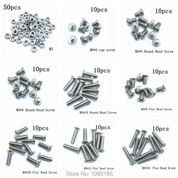 130pcs M3 Screw Nut M3*5 3*8 3*10 3*12 3*16 Round Head Flat head Screw Cap Set Screws Phillips M3x5 mm Cap Screw M3x16
130pcs M3 Screw Nut M3*5 3*8 3*10 3*12 3*16 Round Head Flat head Screw Cap Set Screws Phillips M3x5 mm Cap Screw M3x16