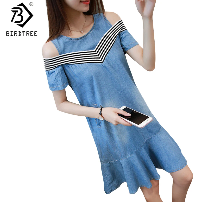 Trumpet Women Denim Dresses Summer Striped Patchwork Off Shoulder Office Lady A Line Dresses Plus Sizes 5XL Jeans Dress D7N115A
Trumpet Women Denim Dresses Summer Striped Patchwork Off Shoulder Office Lady A Line Dresses Plus Sizes 5XL Jeans Dress D7N115A