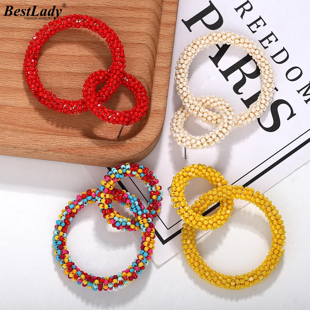 Best lady Trendy Round Drop Earrings for Women Wedding Party Bohemian Colorful Beads Girls Gifts Dangle Statement Earrings
Best lady Trendy Round Drop Earrings for Women Wedding Party Bohemian Colorful Beads Girls Gifts Dangle Statement Earrings