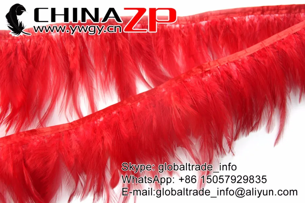 Red Rooster Neck Hackle Feathers Fringe Trim (2)