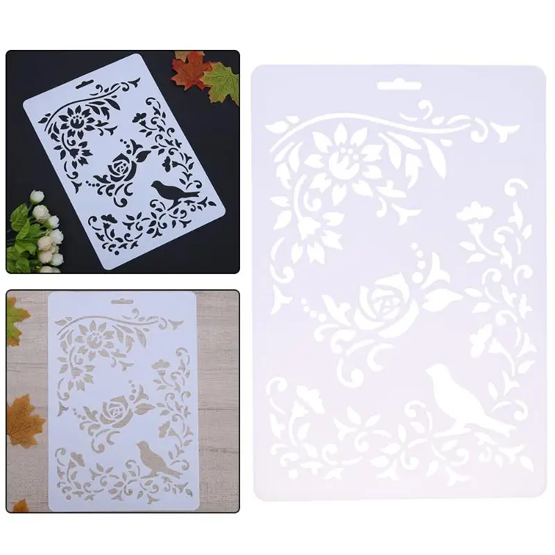 Bird Flower Pattern DIY Craft Layering Stencils Plastic Scrapbooking Paper Cards Templates Wall Spray Drawing Painting Pochoir
Bird Flower Pattern DIY Craft Layering Stencils Plastic Scrapbooking Paper Cards Templates Wall Spray Drawing Painting Pochoir