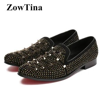 Men Round Toe Black Flats Slip On Casual Mocassin Shoes Man Fashion Studded Rivets Zapatos Mujer Large Size 46 Loafer Espadrille
Men Round Toe Black Flats Slip On Casual Mocassin Shoes Man Fashion Studded Rivets Zapatos Mujer Large Size 46 Loafer Espadrille