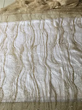 Nice looking glued glitter lace fabric latest YG-215 wave pattern for fashion dress or wedding decoration
Nice looking glued glitter lace fabric latest YG-215 wave pattern for fashion dress or wedding decoration