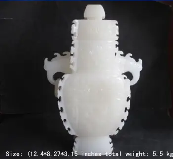 12.4 inch / Elaborate 100% of Afghanistan white jade carved by hand flower dragon vase
12.4 inch / Elaborate 100% of Afghanistan white jade carved by hand flower dragon vase