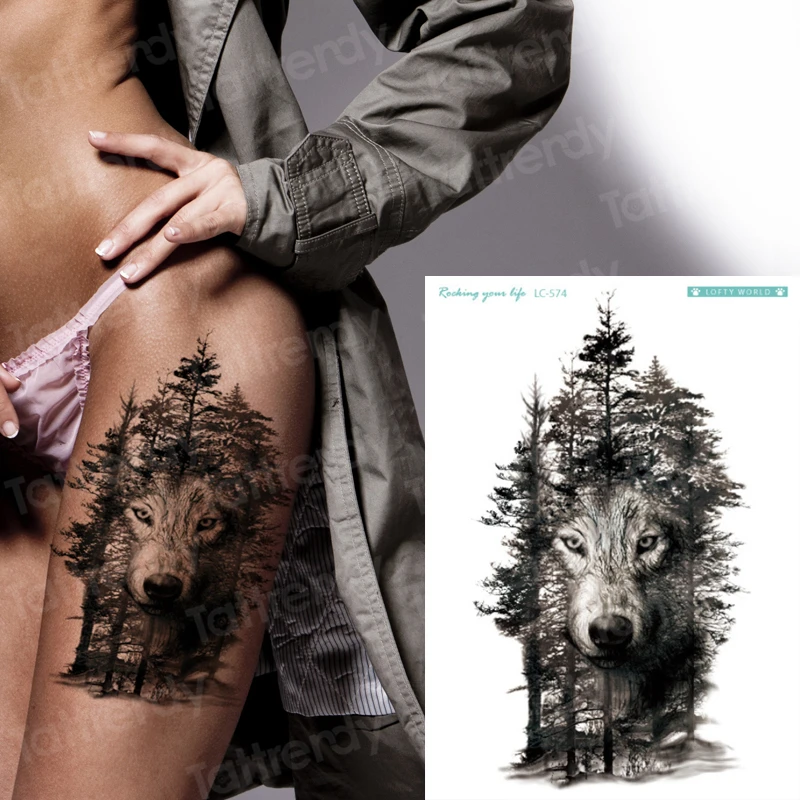 Временные татуировки на заказ лиса временные с волком Мальчики лес Гора