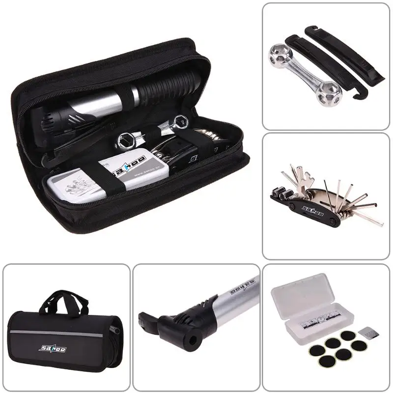 Essential Portable Bike Bicycle Cycling Puncture Tire Tyre Hexagon Spanner Mini Pump Bicycle Repair Tool Set Kits Tool Bag
Essential Portable Bike Bicycle Cycling Puncture Tire Tyre Hexagon Spanner Mini Pump Bicycle Repair Tool Set Kits Tool Bag