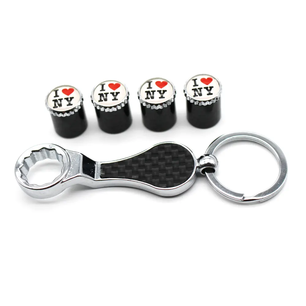 5Pcs/Set I Love New York Style Emblem Auto Car Wheel Tire Air Valve Caps With Wrench Keychain Carbon Fiber + Copper Stem Dust Co
5Pcs/Set I Love New York Style Emblem Auto Car Wheel Tire Air Valve Caps With Wrench Keychain Carbon Fiber + Copper Stem Dust Co