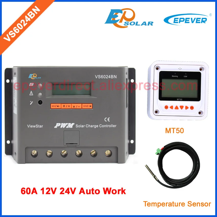 60A PWM solar panels system Charger regulator VS6024BN EPEVER temperature sensor and MT50 remote meter 60amp 24V/12V
60A PWM solar panels system Charger regulator VS6024BN EPEVER temperature sensor and MT50 remote meter 60amp 24V/12V