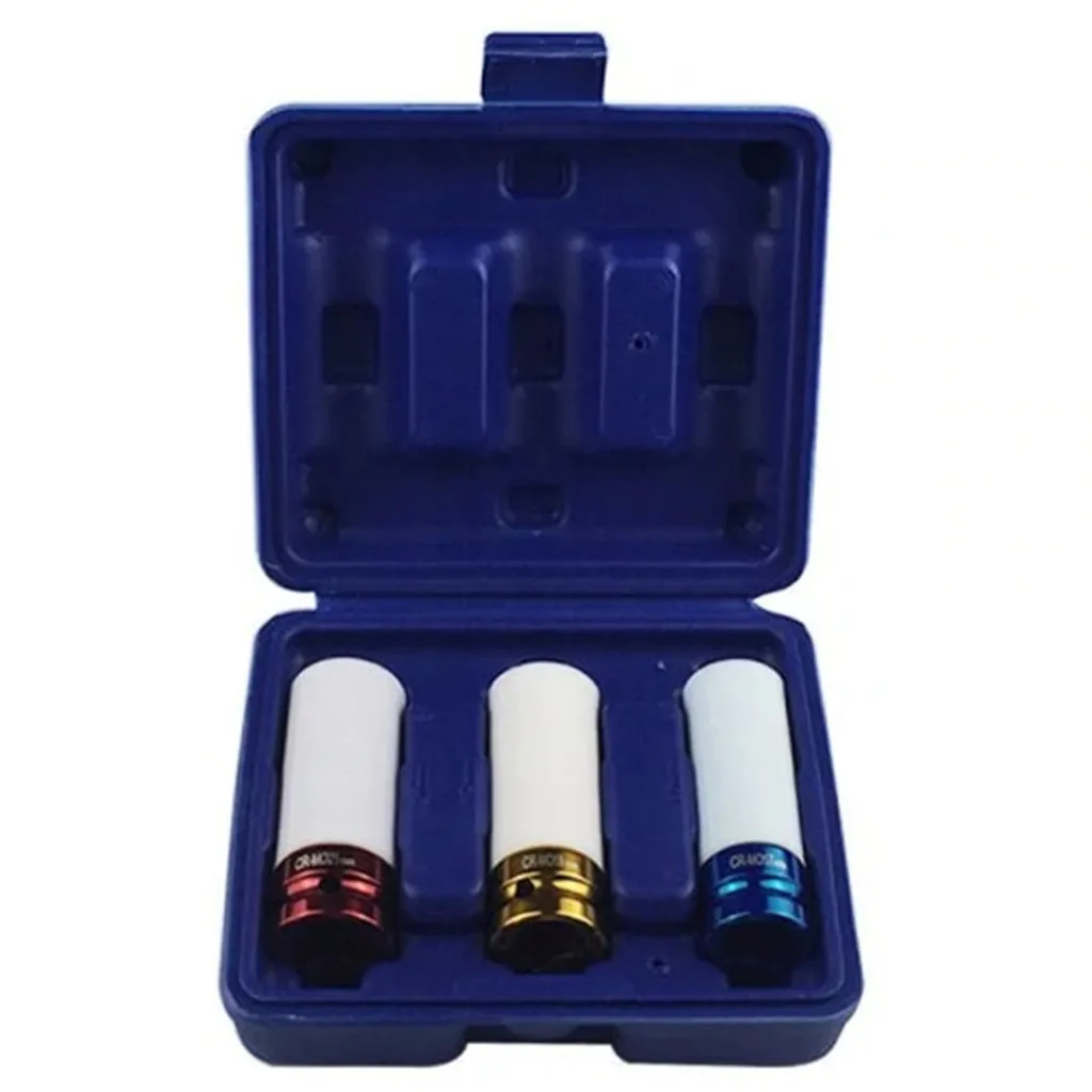 Auto Car 1/2'' 3Pcs 17mm 19mm 21mm Alloy Thin Wall Wheel Nut Deep Impact Socket Drive Set Gift Box For Friend Repair Tool Set
Auto Car 1/2'' 3Pcs 17mm 19mm 21mm Alloy Thin Wall Wheel Nut Deep Impact Socket Drive Set Gift Box For Friend Repair Tool Set