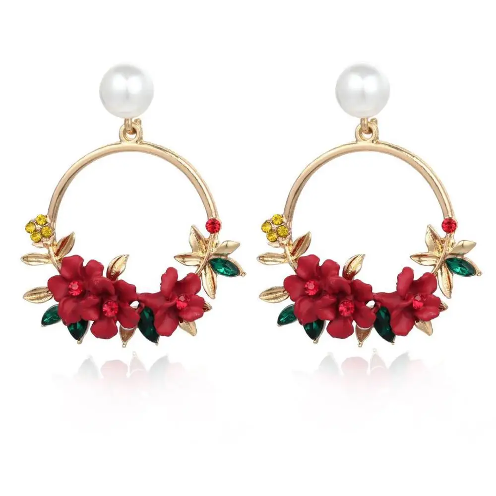 Sweet colored ceramic leaf flower earrings, pearl crystal circle holiday exaggerated jewelry, bridal jewelry gifts
Sweet colored ceramic leaf flower earrings, pearl crystal circle holiday exaggerated jewelry, bridal jewelry gifts